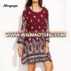 China OEM factory woman clothing fashion dress, A line printed rayon casual dresses with long sleeve SY180901