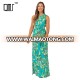 Green floral printed summer fashion women's maxi dresses